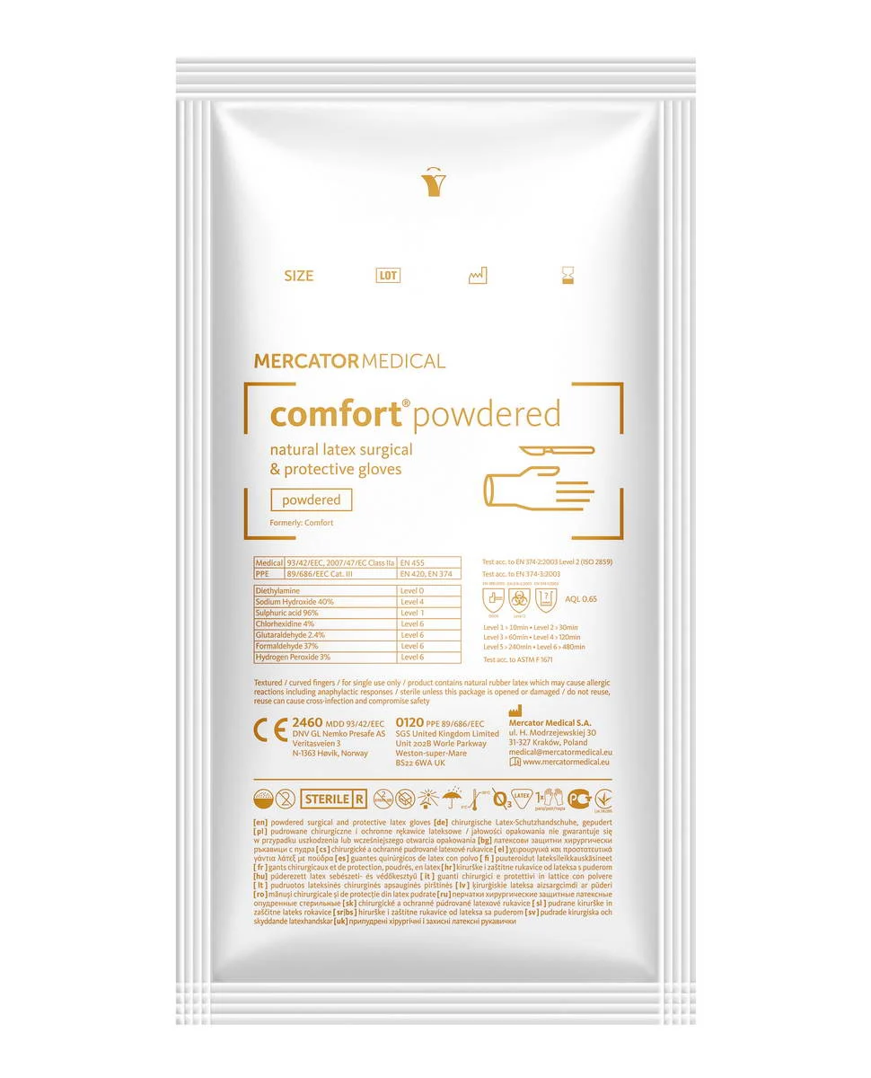 Mercator Medical COMFORT púderezett latex sebészeti kesztyű, steril, 1 pár - Image 3