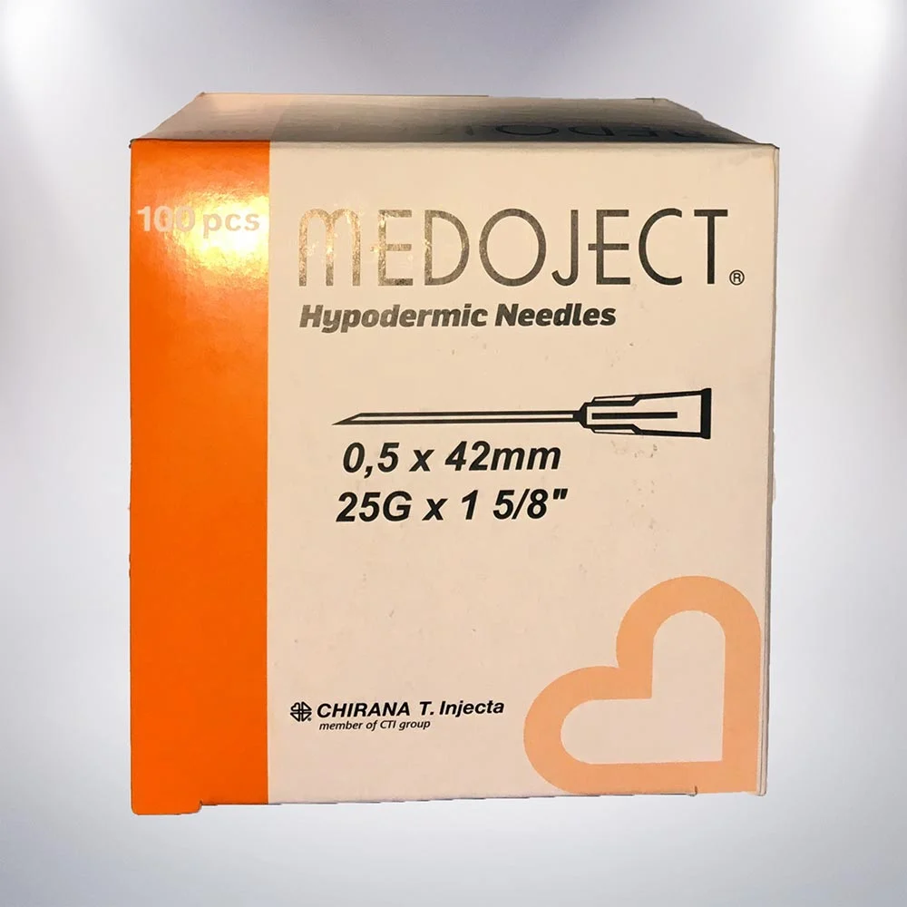 Chirana T. Injecta Medoject Hypodermic 1 5/8" (42 mm) Luer-Lock egyszer használatos injekciós tű, 100 db
